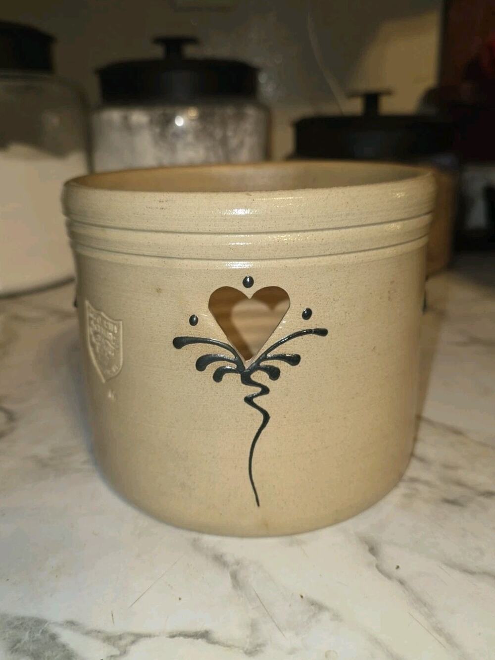 Vtg 2000 Maple City Pottery Heart Cut Out Croc USA Made Cottagecore Homestead